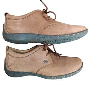 BORN Stitched Moc Style Brown Leather Lace Up Casual Shoes Women's Size 7.5M